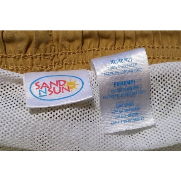 Sand N Sun Lined Swim Suit Board Shorts Mens XL Up to 48" Waist Yellow Tropical - Picture 6 of 10